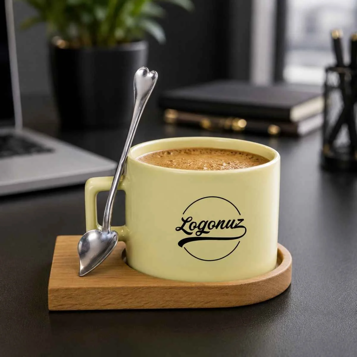 Logolu Nescafe Fincanı Sarı 2