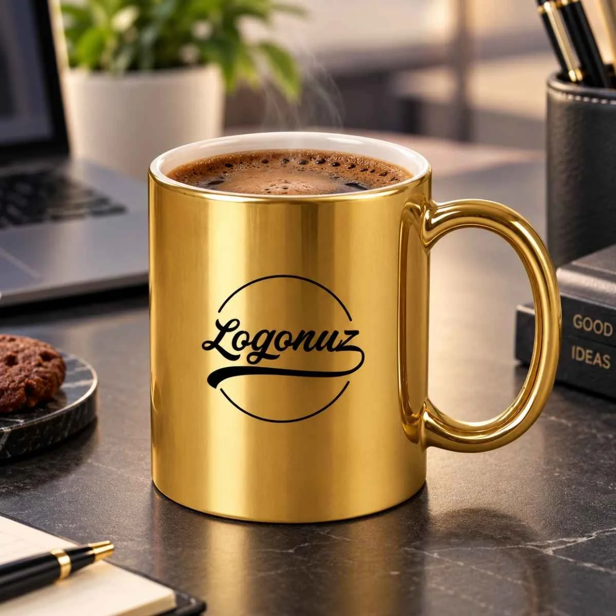 Baskılı Kahve Kupası Gold 2