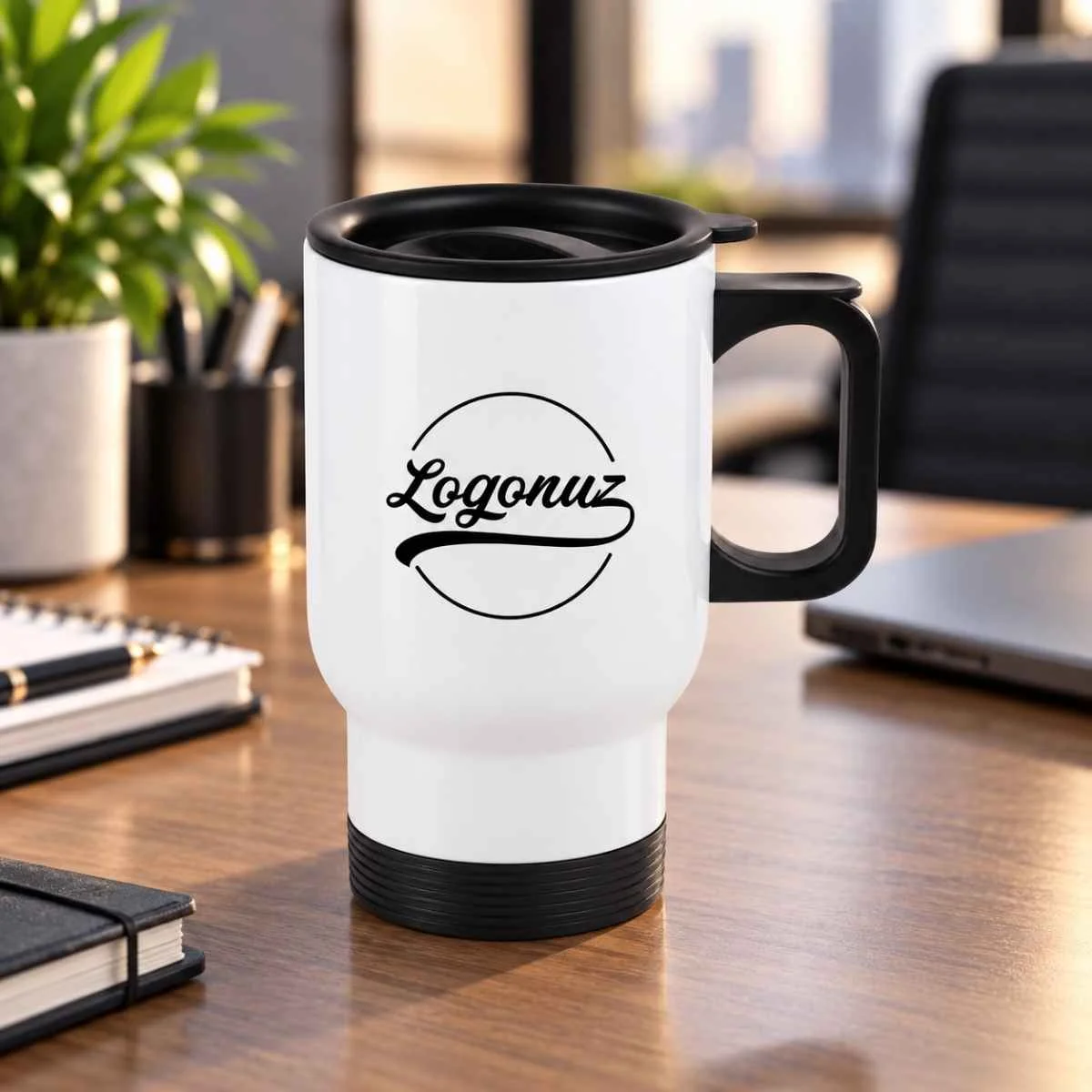 Logo Baskılı Termos Kupa Beyaz - 450 ml 2