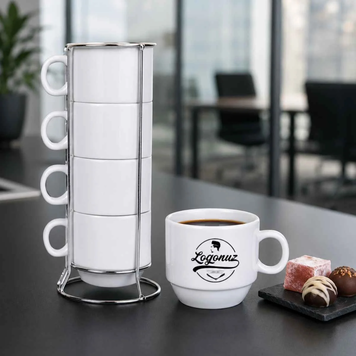 Logo Baskılı Standlı Fincan Set 2