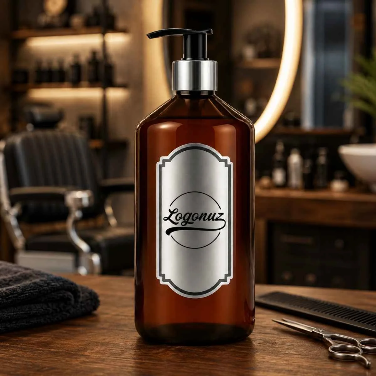 Logolu Şampuan Şişesi 1000 ml Gümüş Etiketli 2