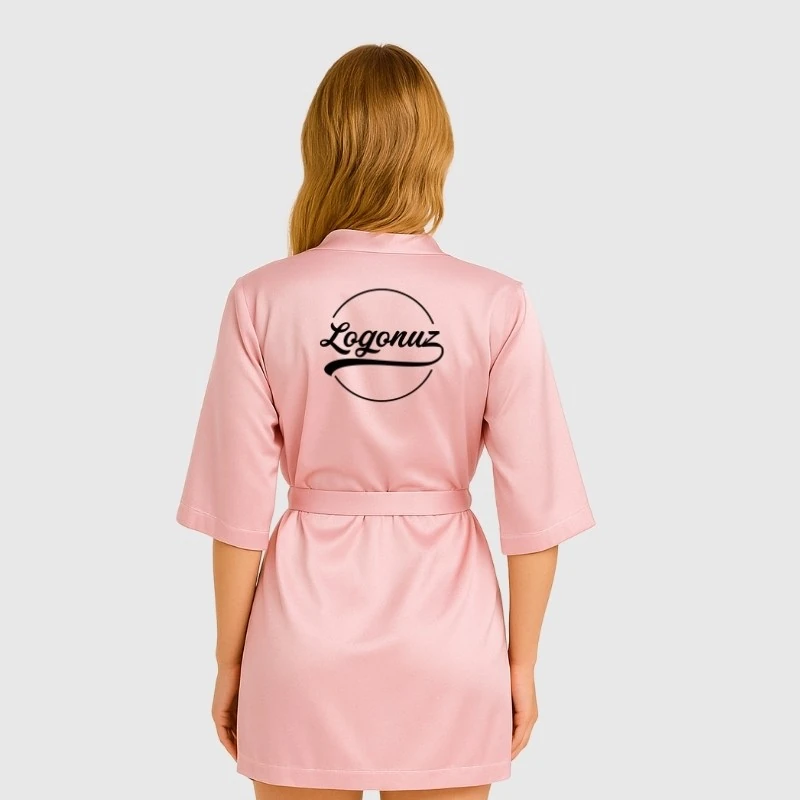 Baskılı Saten Kimono Pembe 3
