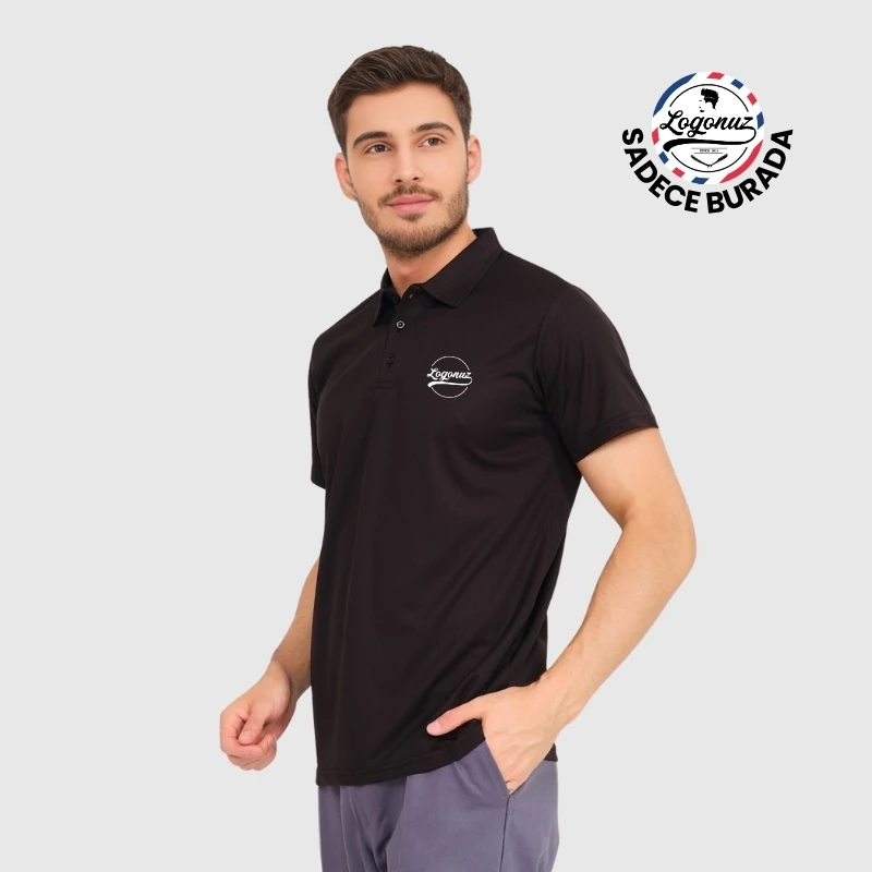 Boya Tutmayan T shirt Polo Yaka Siyah 2