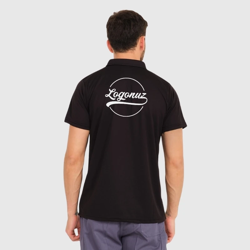 Boya Tutmayan T shirt Polo Yaka Siyah 4