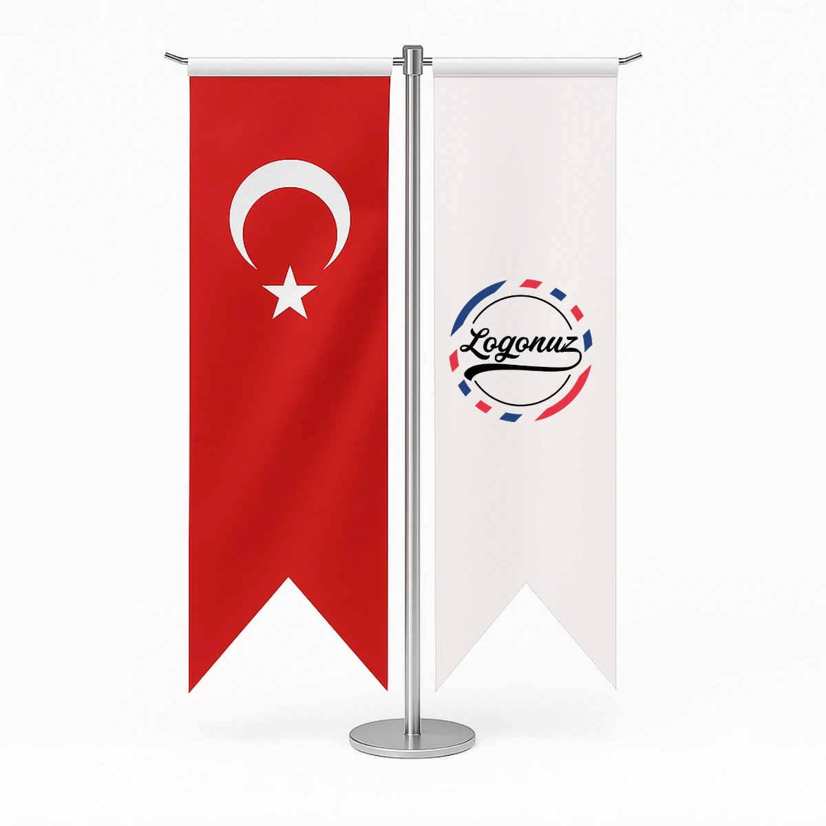 Logo Baskılı Kırlangıç Masa Bayrağı 3