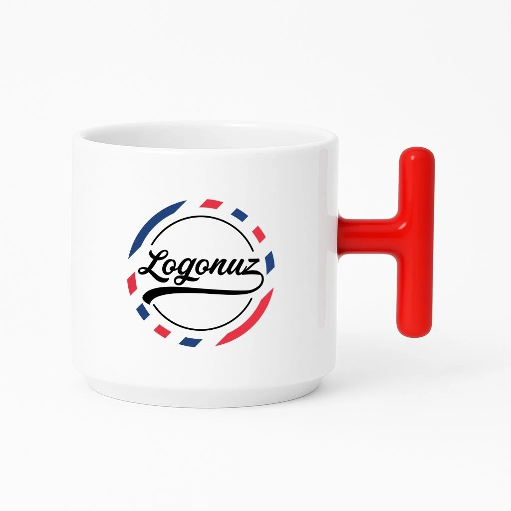 Logo Baskılı Kahve Fincanı T Kulp Kırmızı Detaylı 3