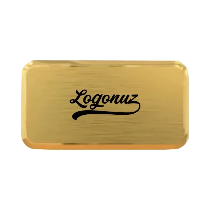 Logo Baskılı Yaka İsimliği Dikdörtgen Gold 2