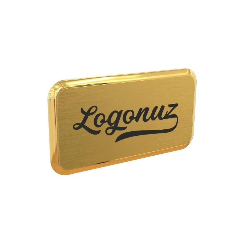Logo Baskılı Yaka İsimliği Dikdörtgen Gold 3