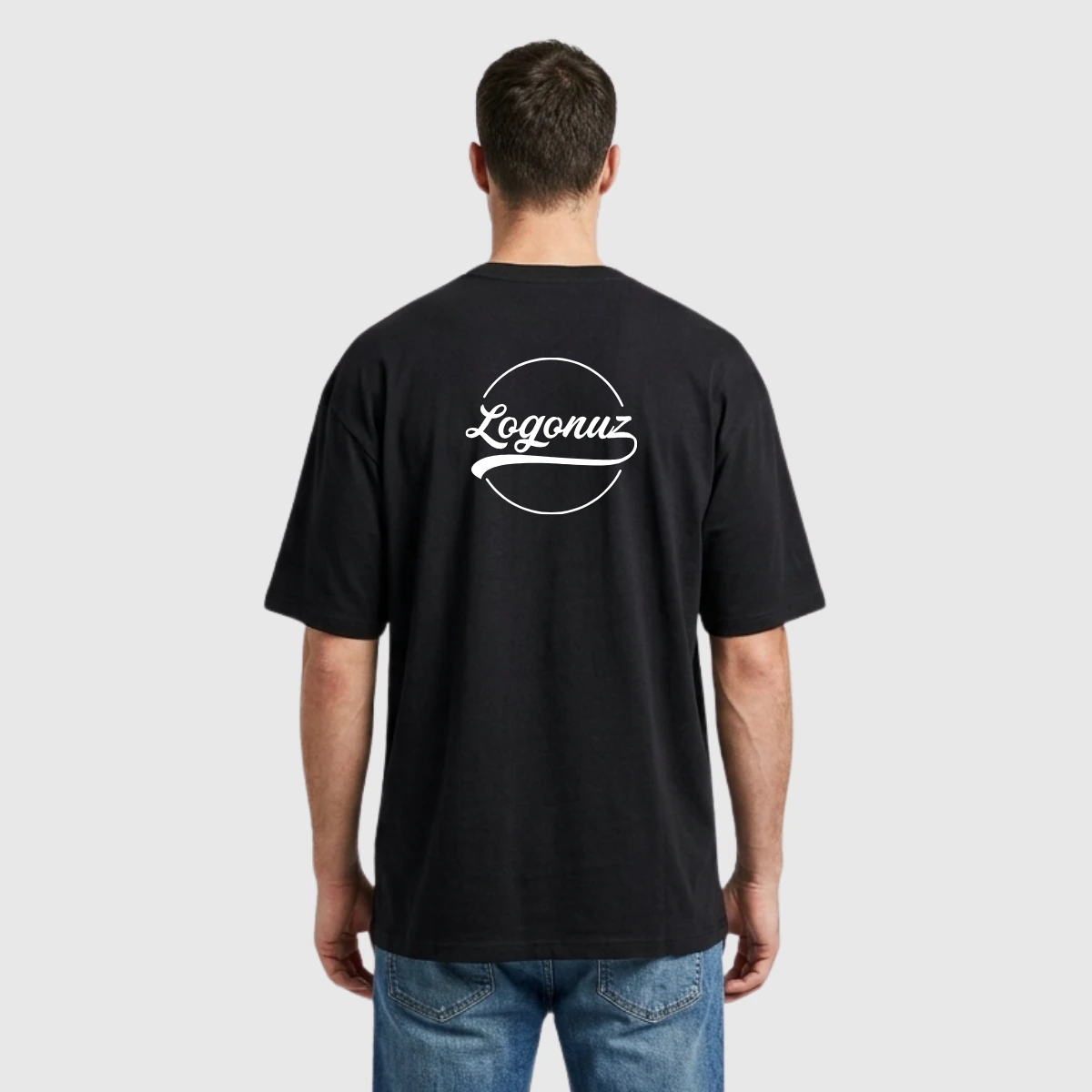 Logo Baskılı Over Size T Shirt Siyah 3