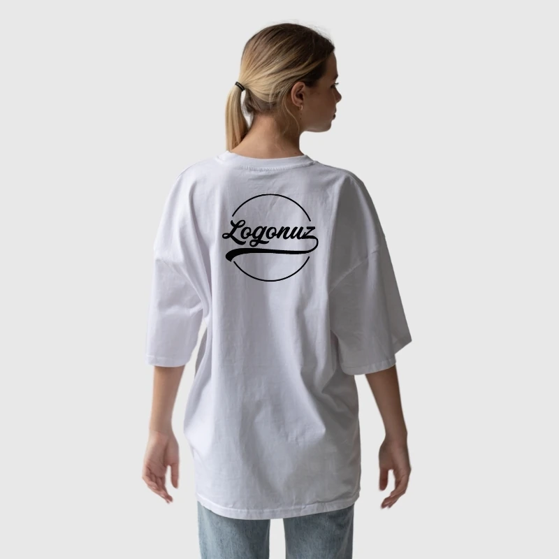 Logo Baskılı Over Size T shirt Beyaz 3