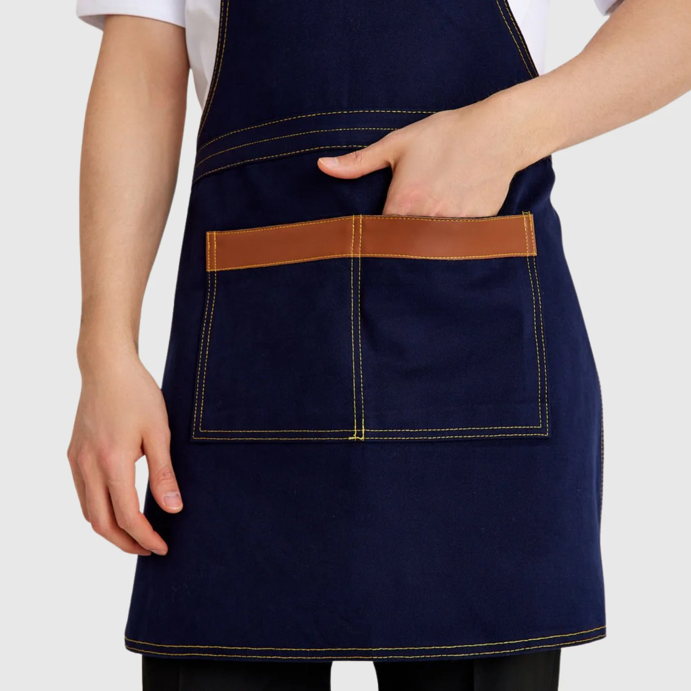 Logo Baskılı Önlük Denim Kumaş Lacivert 4