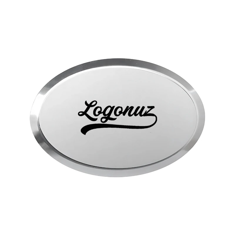 Logo Baskılı Yaka İsimliği Gümüş Oval