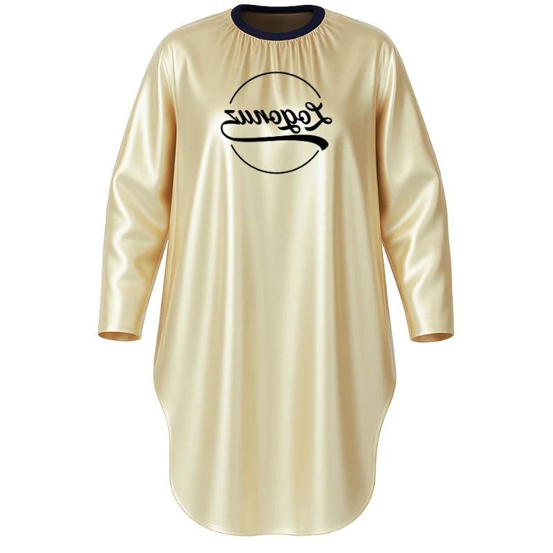 Logo Baskılı  Saten Gold Kesim Penuarı (kollu) 3