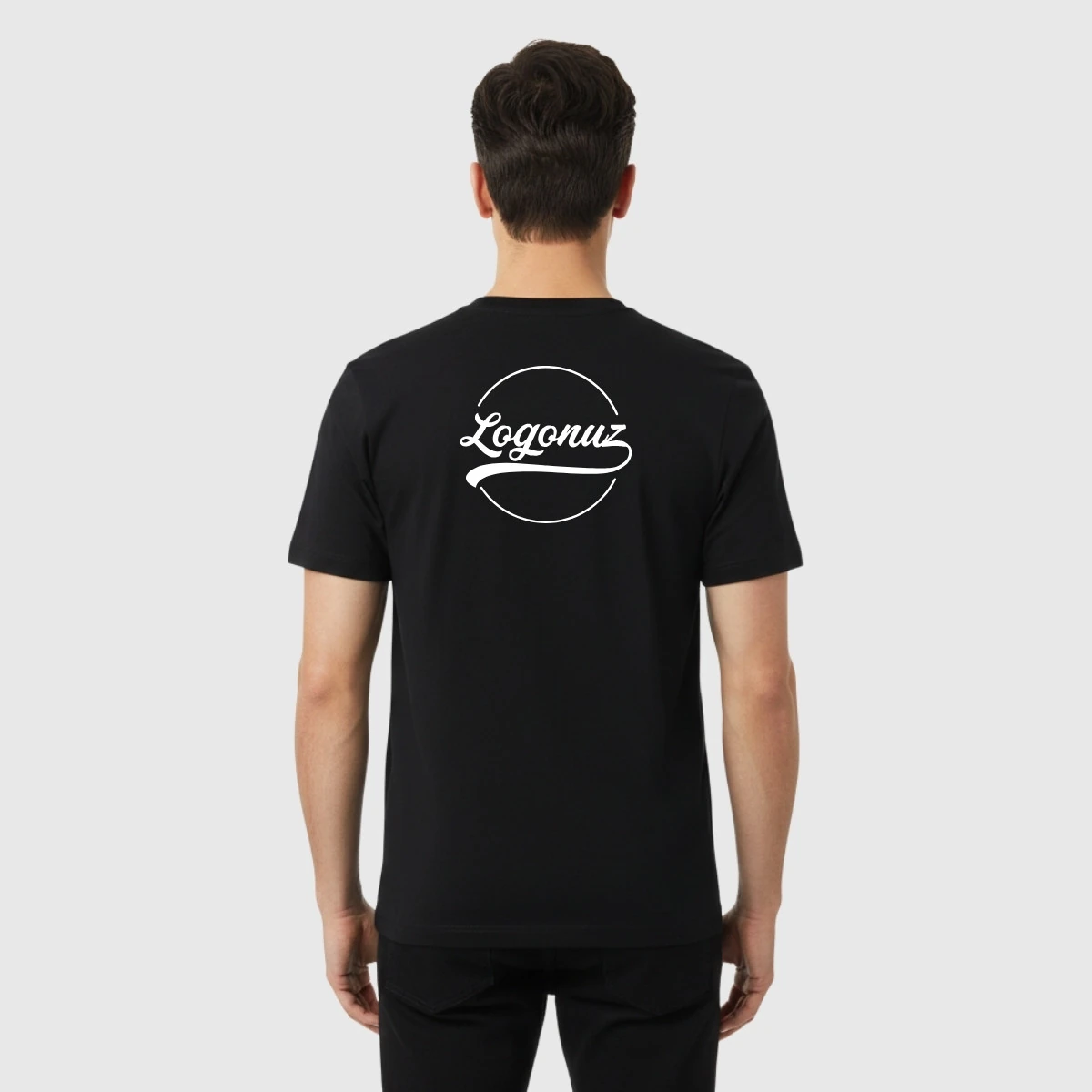 Siyah Bisiklet Yaka Pamuklu T-Shirt 3