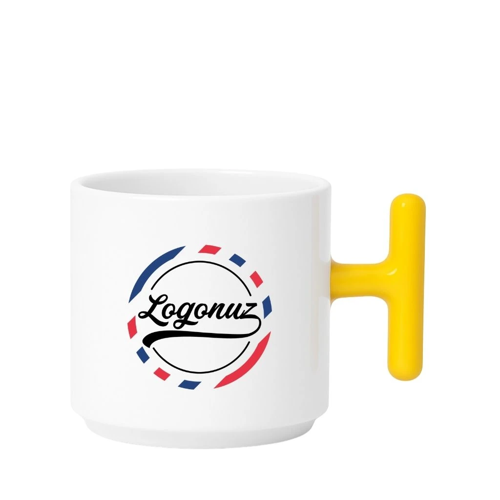 Logolu  Kahve Fincanı T Kulp Sarı Detaylı 2