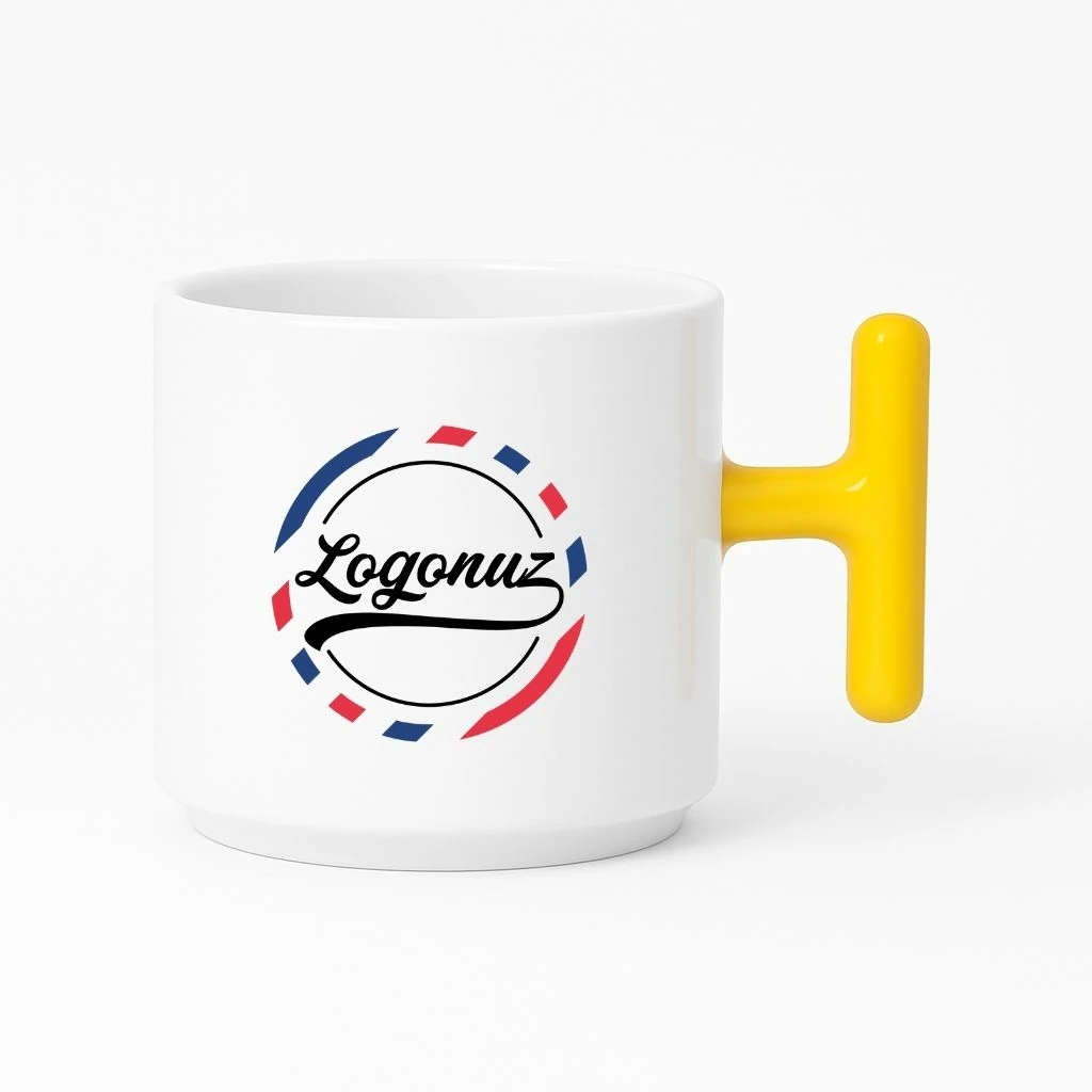 Logolu  Kahve Fincanı T Kulp Sarı Detaylı 3