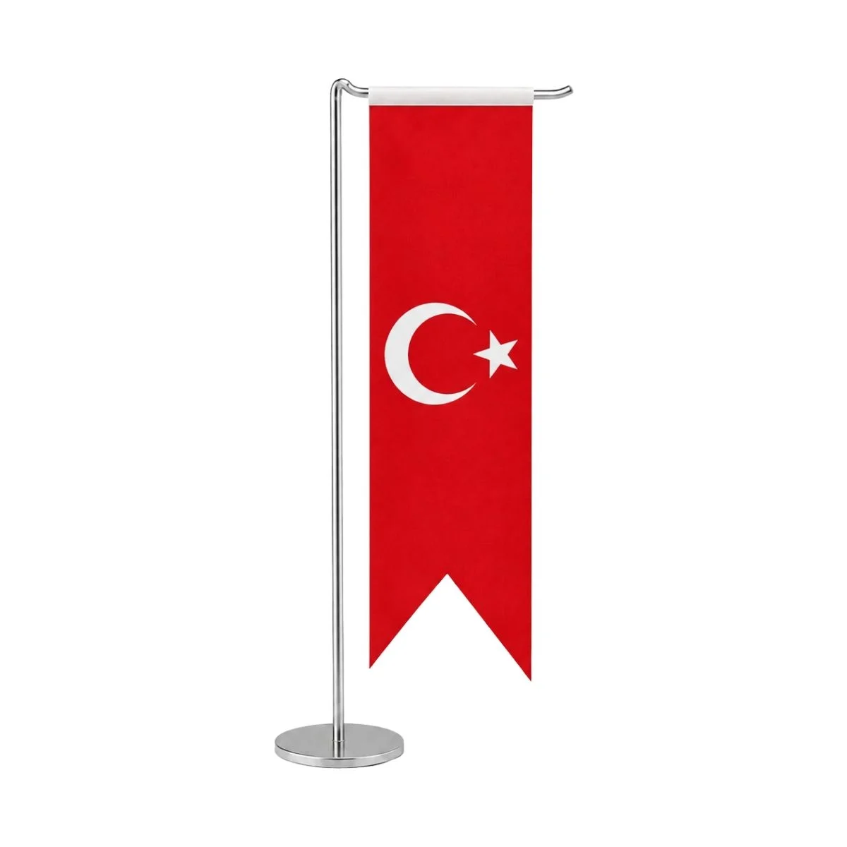 Krom L askılı direkte kırlangıç kuyruklu Türk bayrağı, tekli masaüstü bayrak