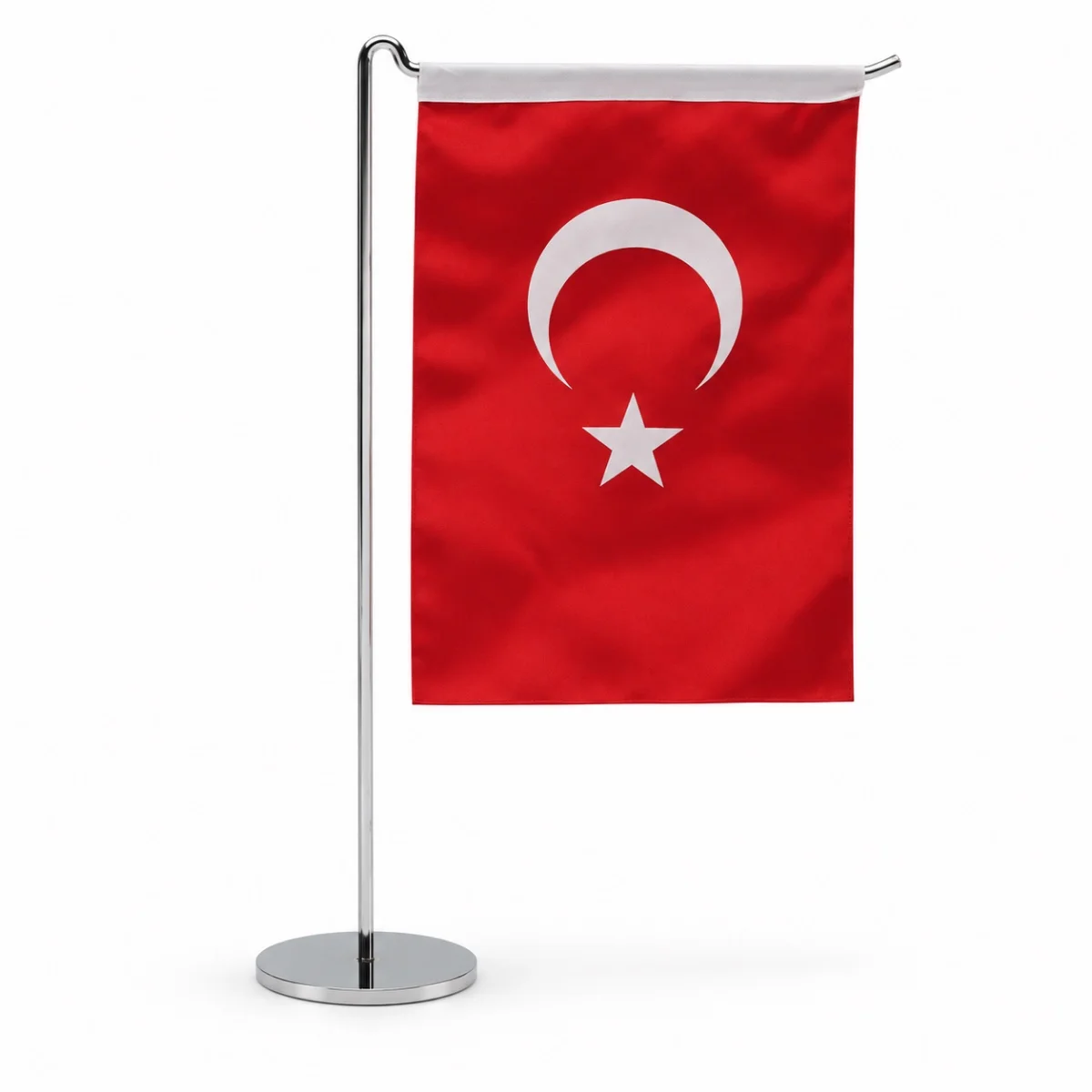 Türk Bayraklı L Askılı Krom Masa Bayrağı