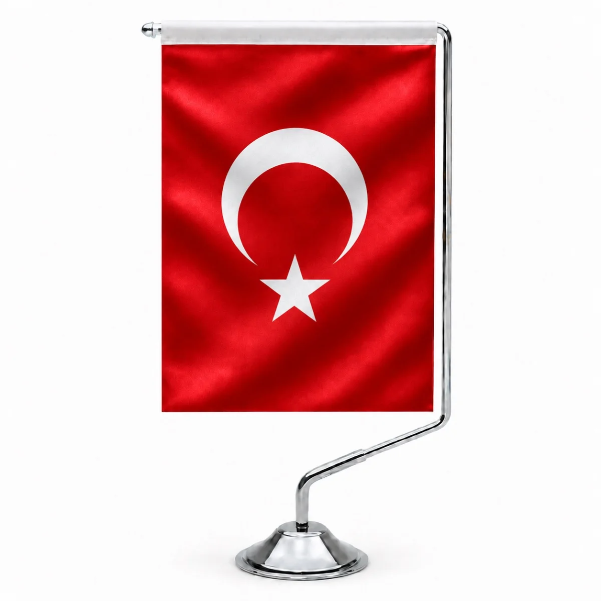 Türk Bayraklı Z Direkli Krom Masa Bayrağı